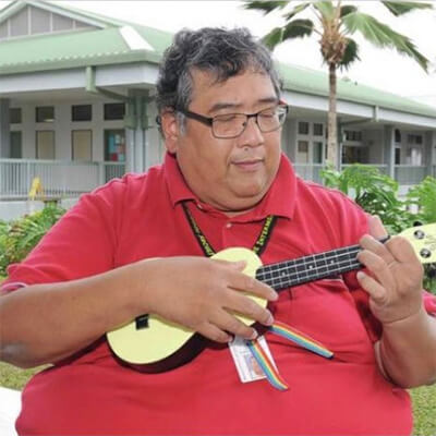 Man playing ukulele